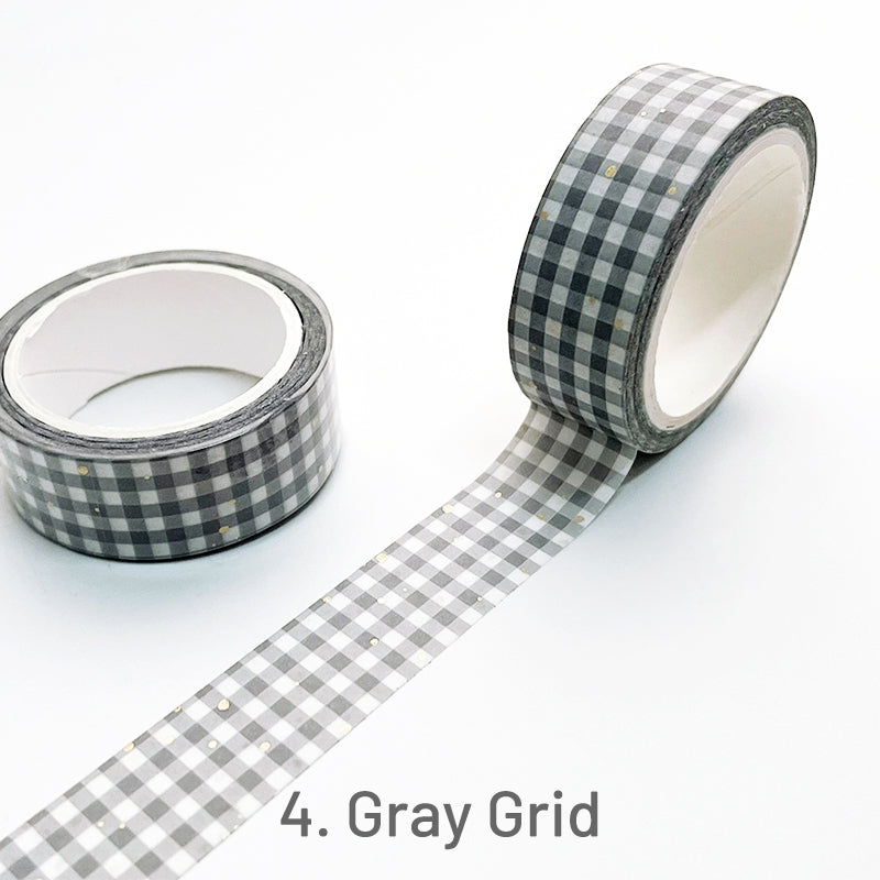 Distressed Text & Grid Washi Tape Warm Grey