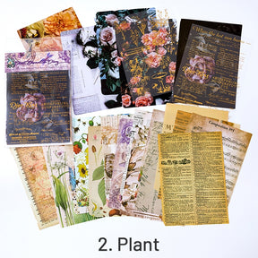 Vintage Manuscript Hot Stamping Scrapbook Paper - Butterfly, Travel, Star, Universe, Science, Plant sku-2