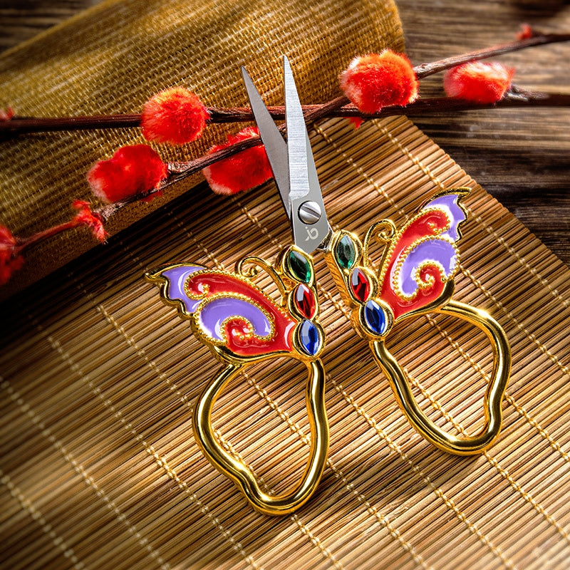 Vintage Mini Butterfly Embroidery Painted Scissors b2