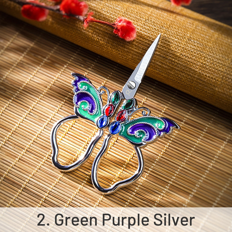 Vintage Mini Butterfly Embroidery Painted Scissors sku-2
