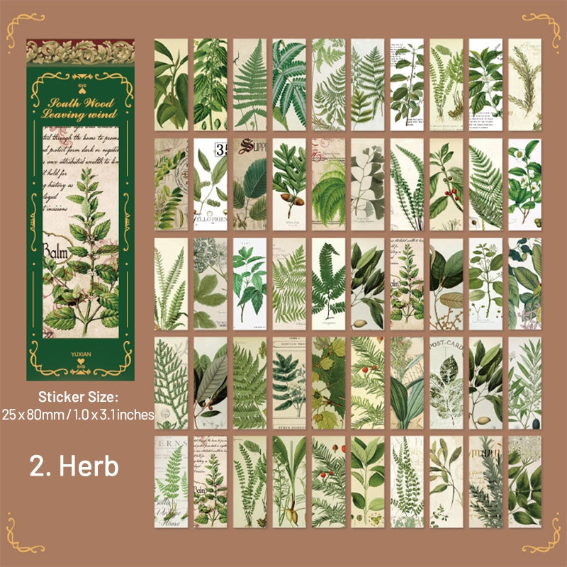 Green Plant-Mini Strip Washi Sticker Book - Mucha, Fruit, Plant, Butterfly, Mushroom, Poster
