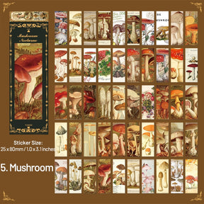 Mushroom-Mini Strip Washi Sticker Book - Mucha, Fruit, Plant, Butterfly, Mushroom, Poster