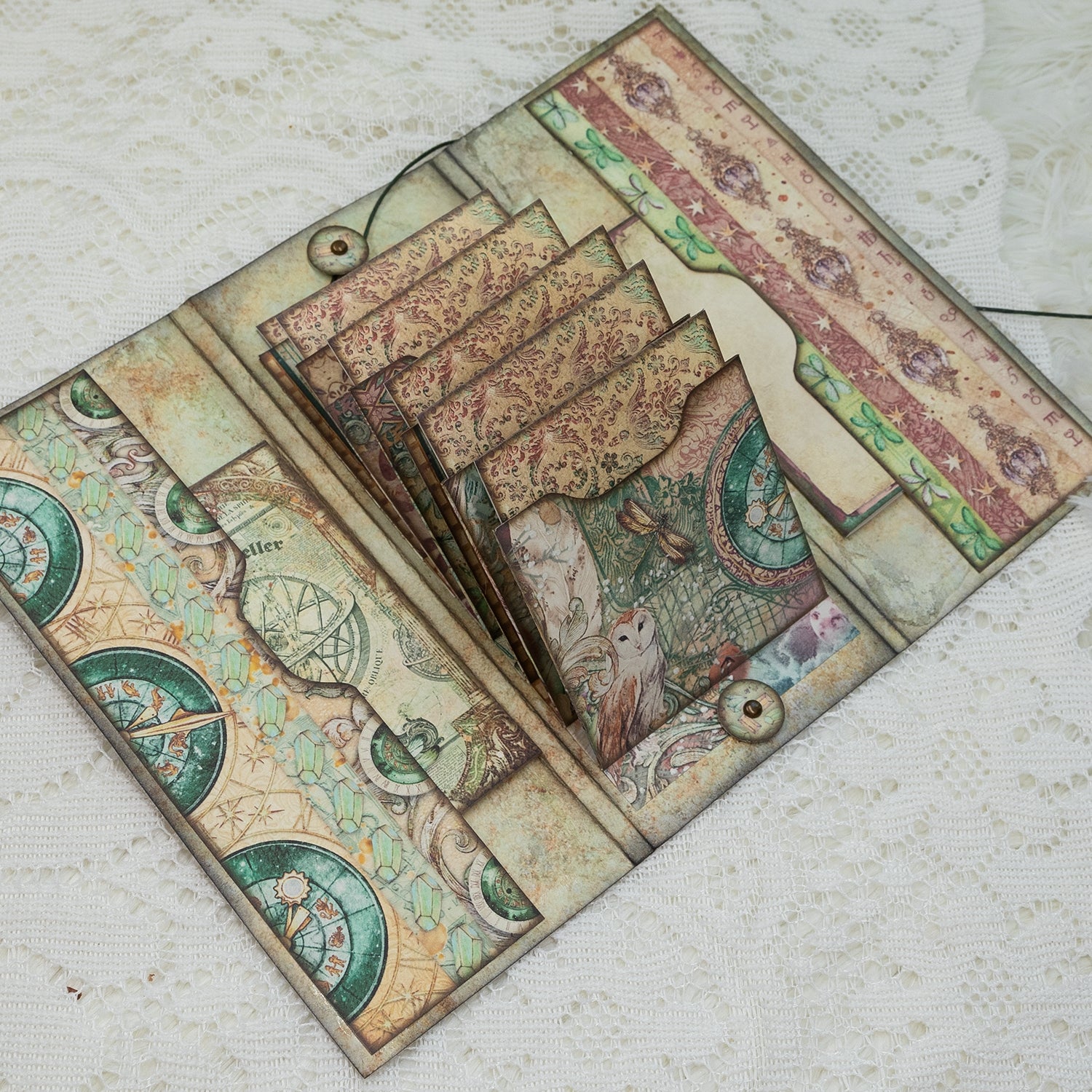 Vintage Moon Magic Circle Handmade Junk Journal Folio Kit 12