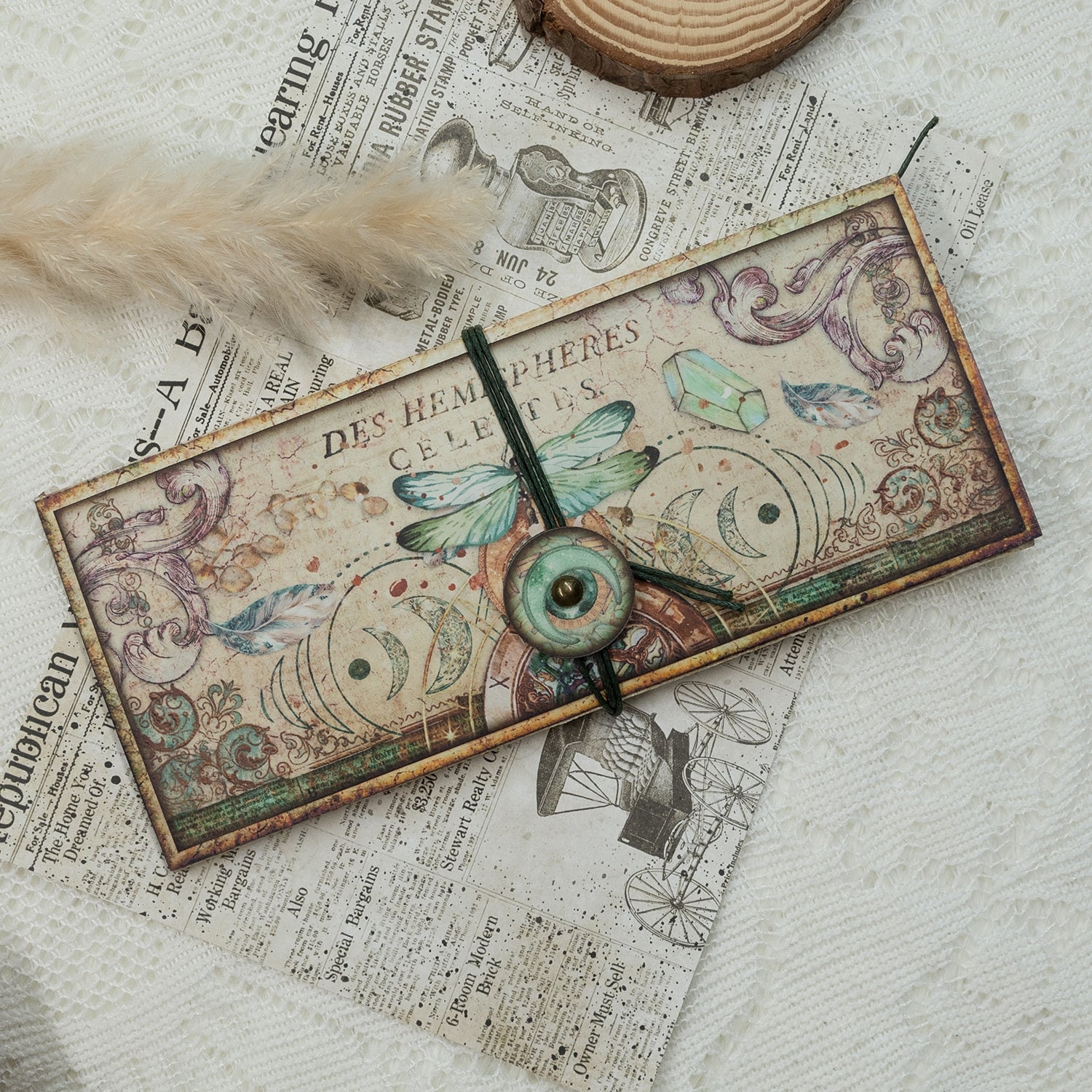 Vintage Moon Magic Circle Handmade Junk Journal Folio Kit 14