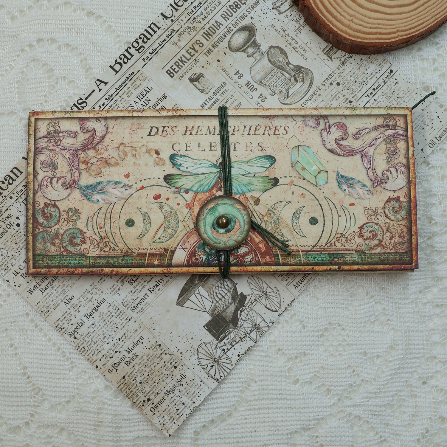 Vintage Moon Magic Circle Handmade Junk Journal Folio Kit 16