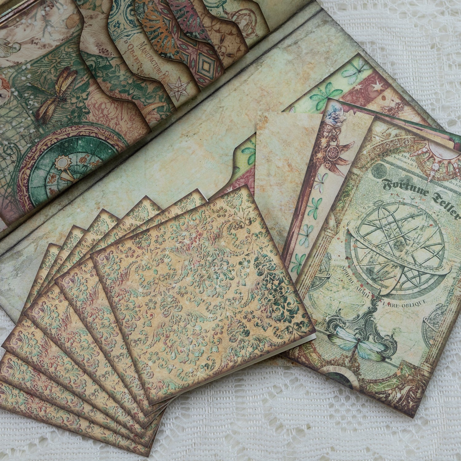 Vintage Moon Magic Circle Handmade Junk Journal Folio Kit 5