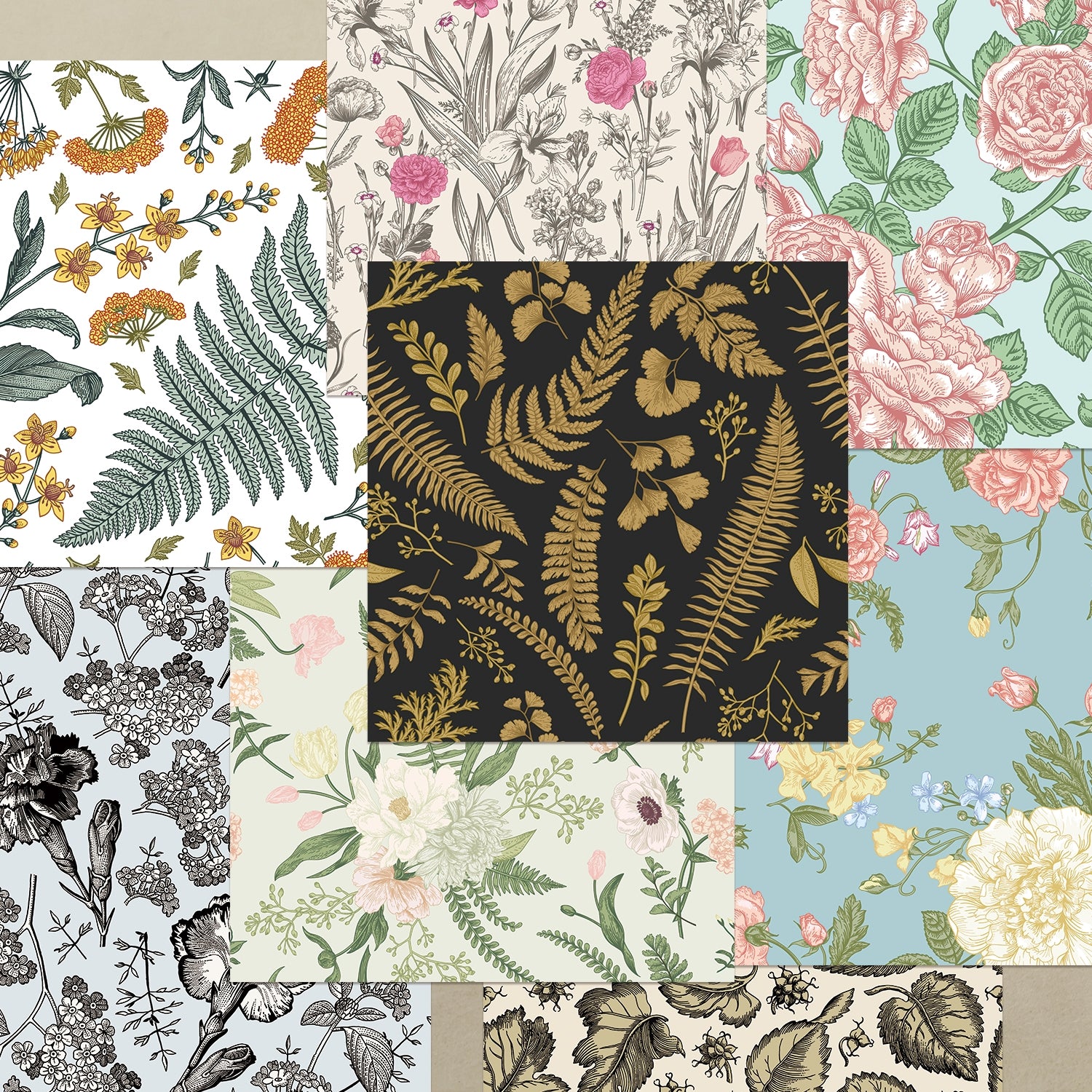 Classic European Style Floral Plant Pattern Decorative Paper3