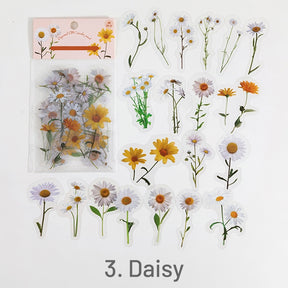Daisy-Flower and Plant PET Stickers - Mushroom, Herb, Tulip, Daisy