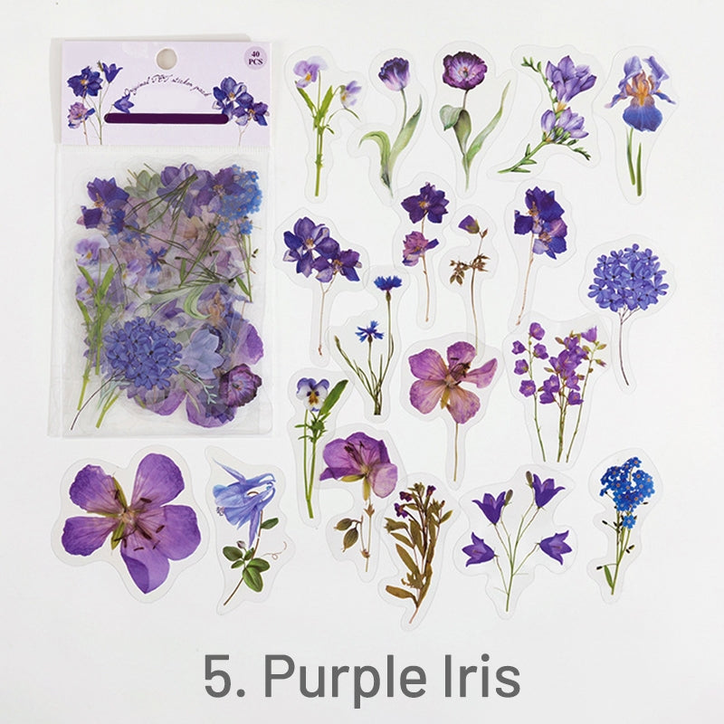 Purple-Flower and Plant PET Stickers - Mushroom, Herb, Tulip, Daisy