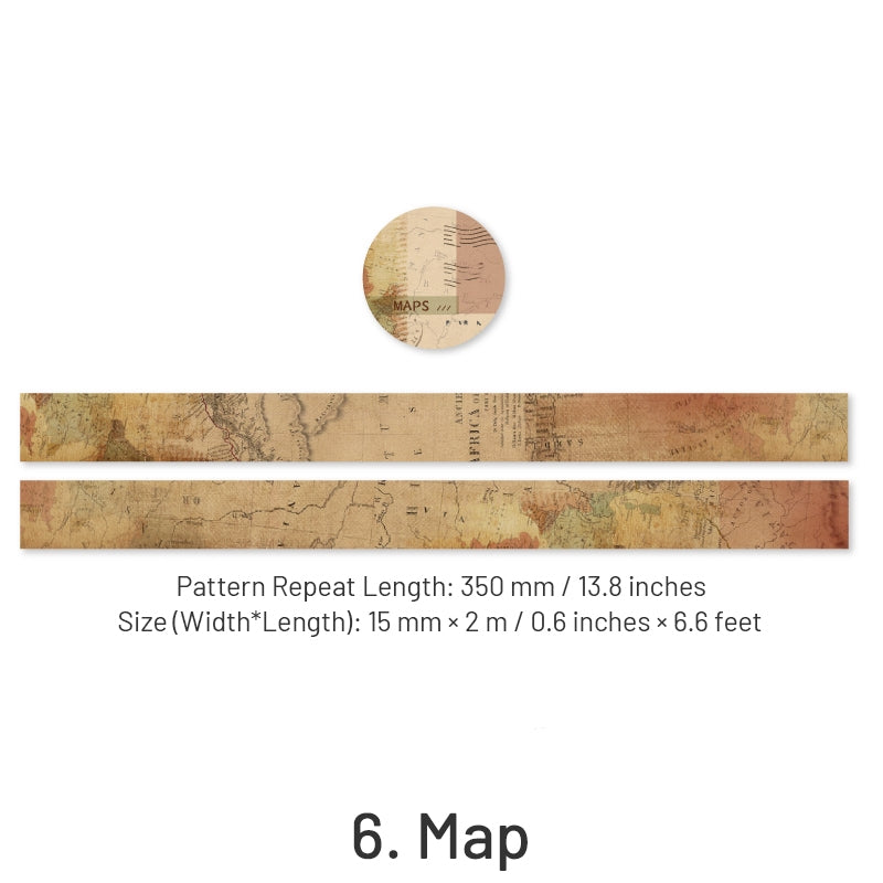 Vintage Newspaper and Map Washi Tape sku-6