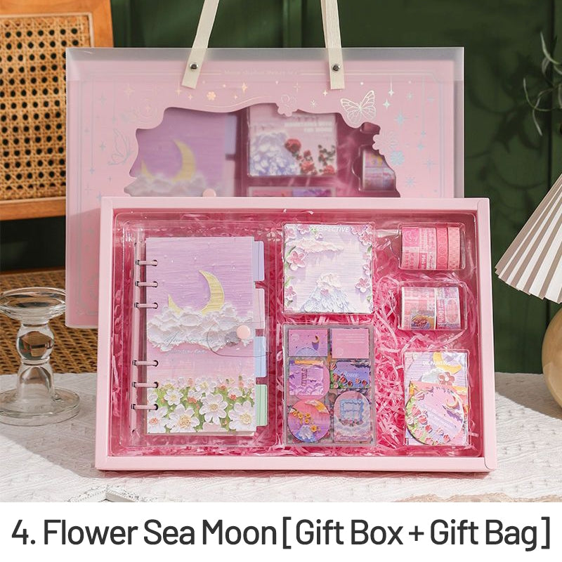 Oil Painting Moon Mountain Flower Journal Set | Stamprints