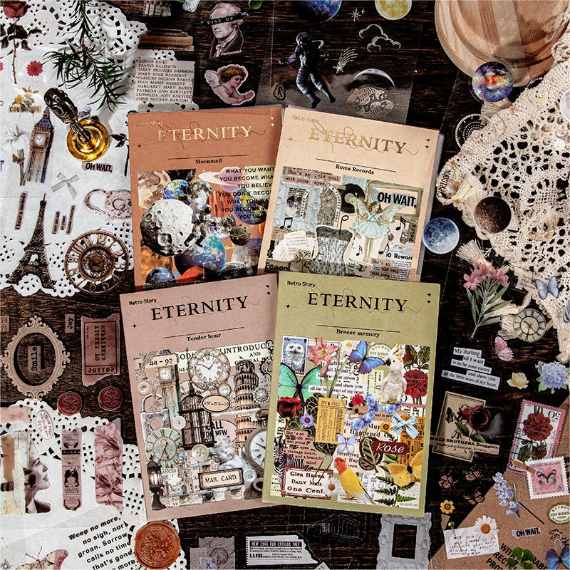 Vintage PET Sticker Book - Travel, Universe, Planet, Plant, Animal - Stamprints