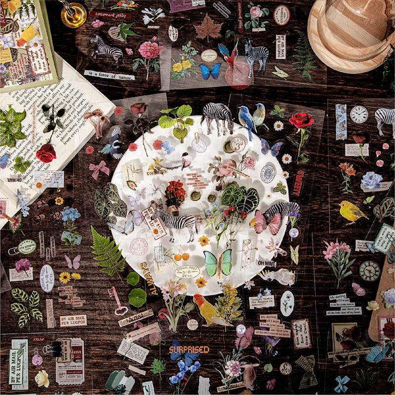 Vintage PET Sticker Book - Travel, Universe, Planet, Plant, Animal - Stamprints2