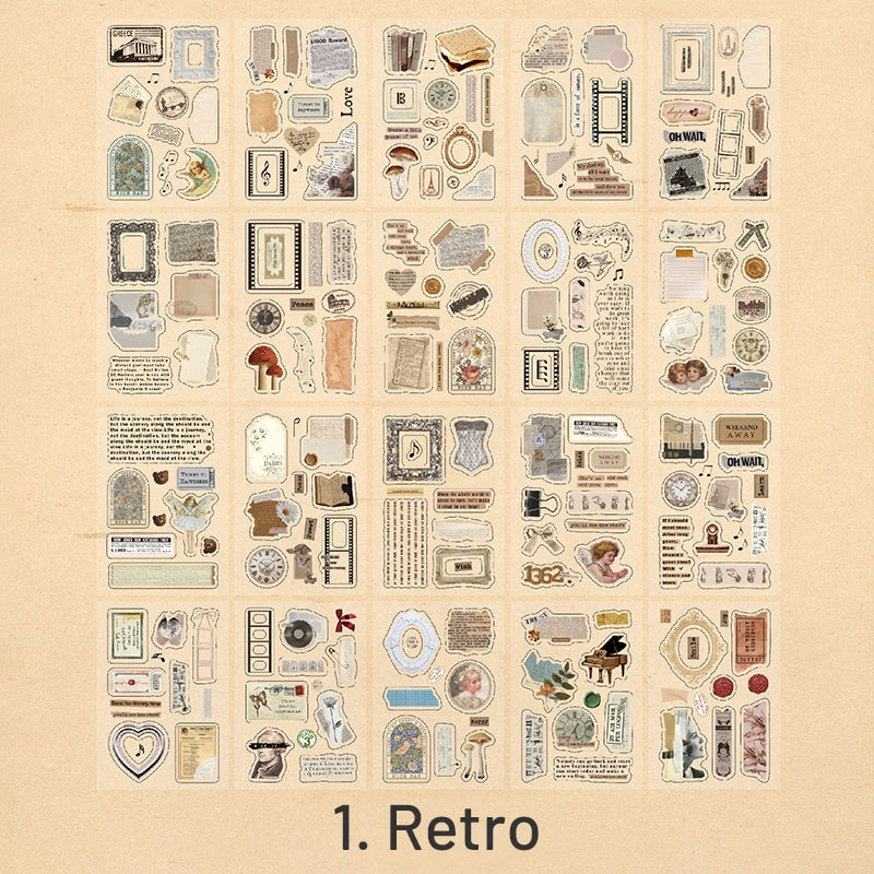 Vintage PET Sticker Book - Travel, Universe, Planet, Plant, Animal sku-1