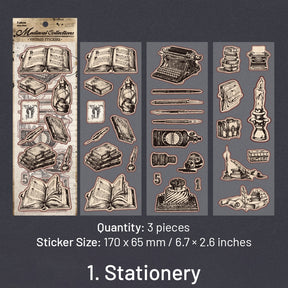 Vintage PET Sticker Sheet - Stationery, Bottle, Butterfly, Fairy, Maritime, Clock sku-1