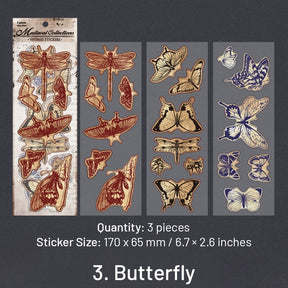 Vintage PET Sticker Sheet - Stationery, Bottle, Butterfly, Fairy, Maritime, Clock sku-3