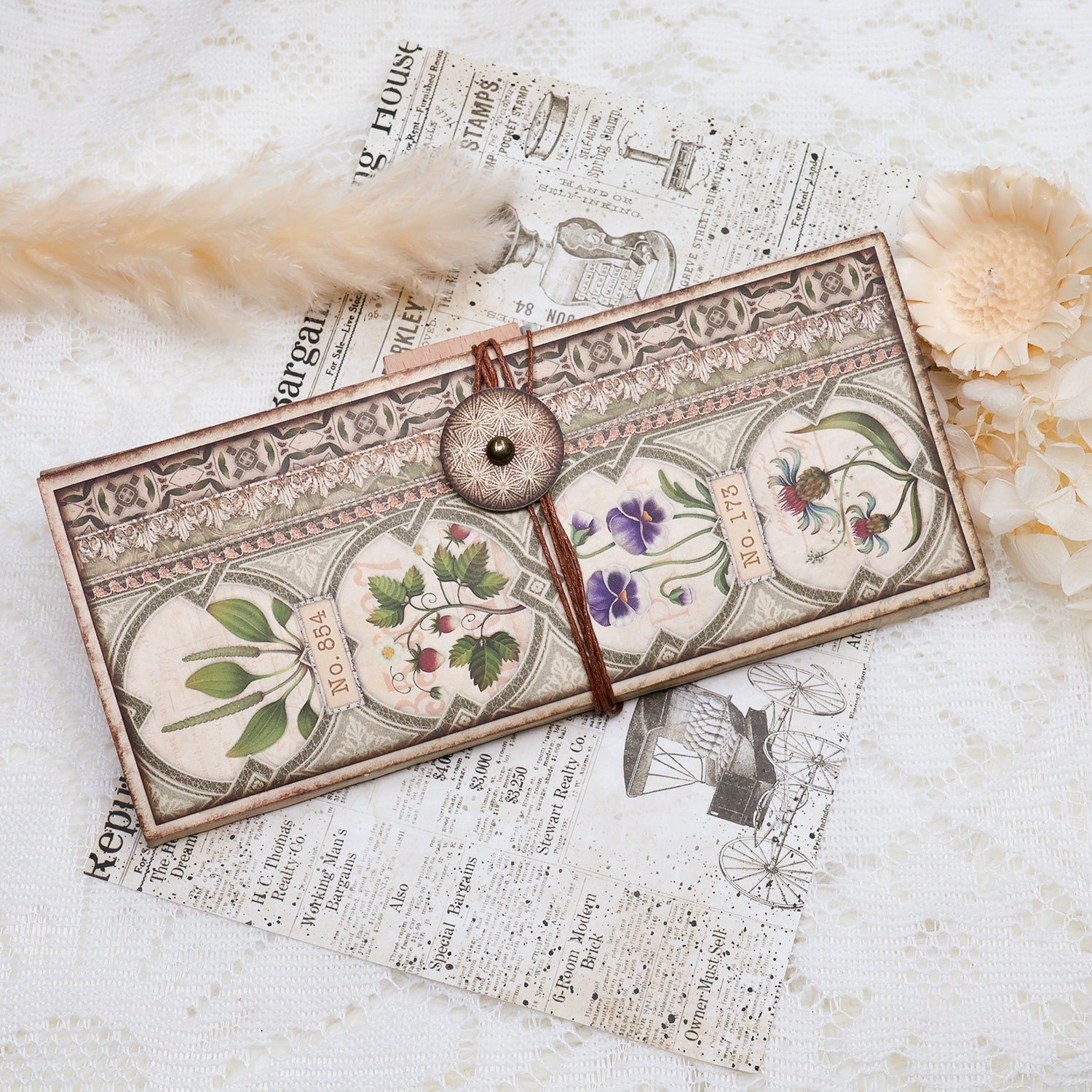 Vintage Plant-themed Handmade Junk Journal Folio Kit Vintage Plant-themed Handmade Junk Journal Folio Kit 0016