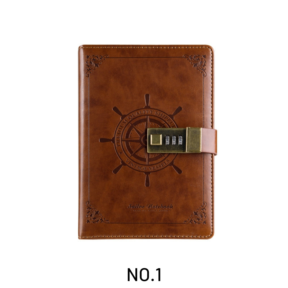 Vintage PU Cover Combination Lock Notebook Three-Digit Password Gift Box Private Journal Diary 34