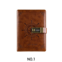 Vintage PU Cover Combination Lock Notebook Three-Digit Password Gift Box Private Journal Diary 34