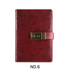 Vintage PU Cover Combination Lock Notebook Three-Digit Password Gift Box Private Journal Diary 39