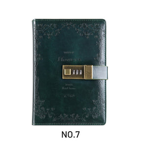 Vintage PU Cover Combination Lock Notebook Three-Digit Password Gift Box Private Journal Diary 40