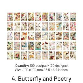 Vintage Scrapbook Paper Book - Magic, Letter, Character, Map, Butterfly, Flower sku-4