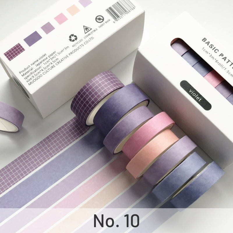 Violet-8-Roll Solid Color Washi Tape Set