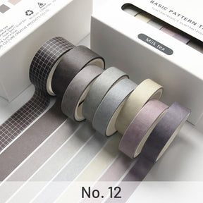 Gray-8-Roll Solid Color Washi Tape Set
