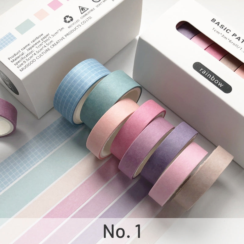 Rainbow-8-Roll Solid Color Washi Tape Set