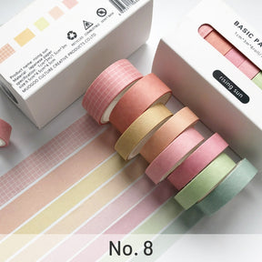 Rising Sun-8-Roll Solid Color Washi Tape Set