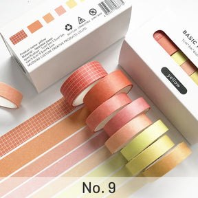 Yellow-8-Roll Solid Color Washi Tape Set