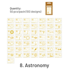 Vintage Stamp Washi Stickers - Flower, Architecture, Children, Figures, Clothing, Antiques, Vehicle, Astronomy sku-8