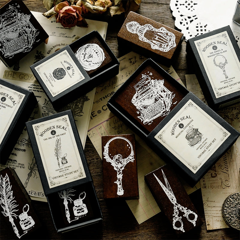 Vintage Stationery Series Classical Wax Seal Wooden Rubber Stamp a