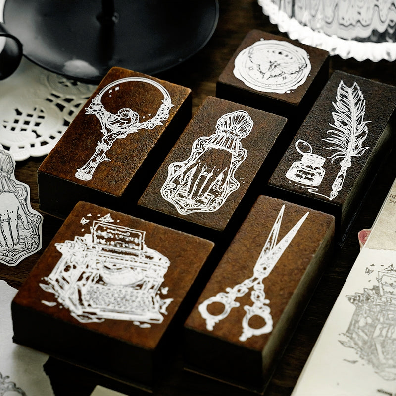 Vintage Stationery Series Classical Wax Seal Wooden Rubber Stamp c