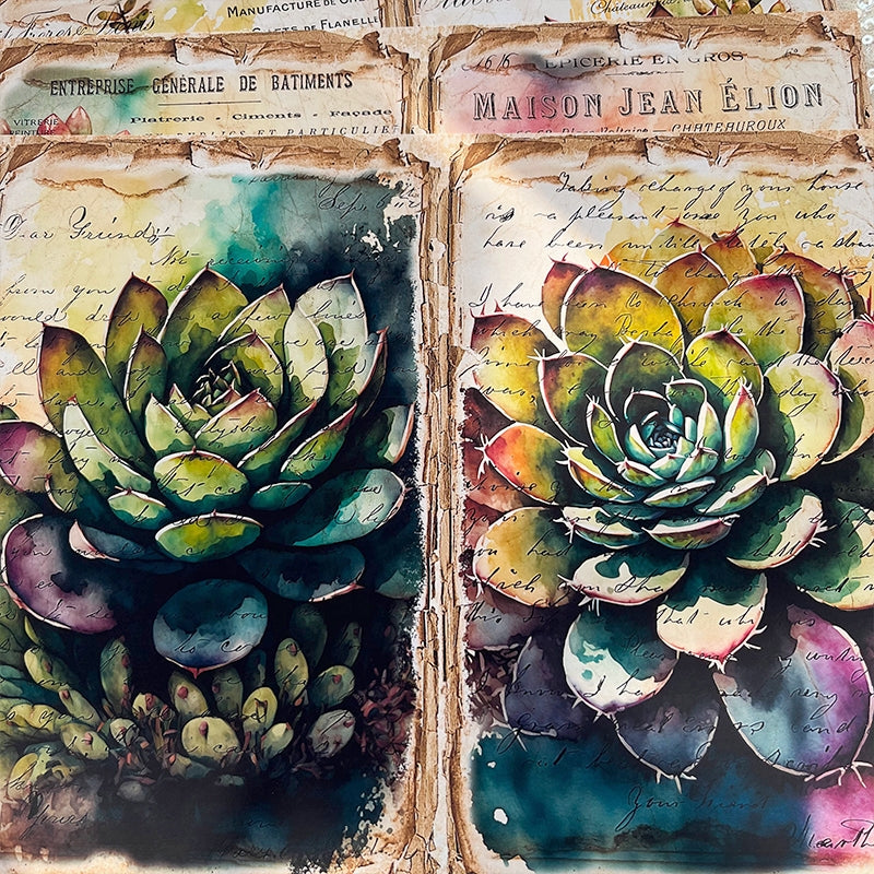 abstract succulent Vintage Succulent Plant Paper for Junk Journal & Scrapbooking