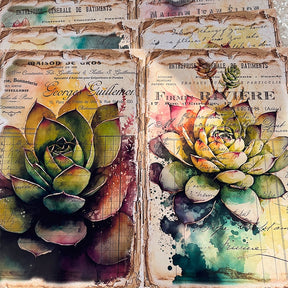 Vintage Succulent Plant Junk Journal Scrapbook Paper sku