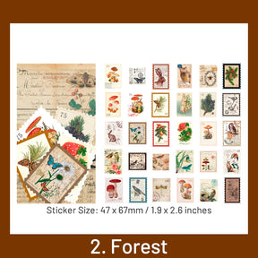 Forest-Vintage Stamp Washi Sticker - Plant, Girl, Poster, Forest