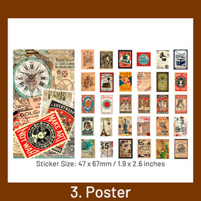 Poster-Vintage Stamp Washi Sticker - Plant, Girl, Poster, Forest