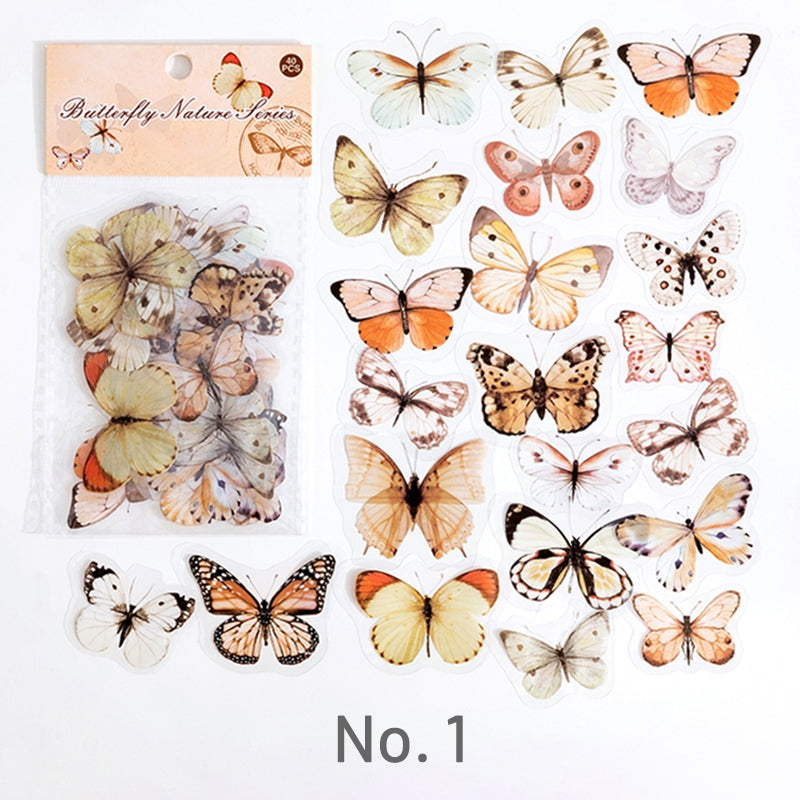 Vintage Translucent Butterfly PET Sticker Pack sku-1