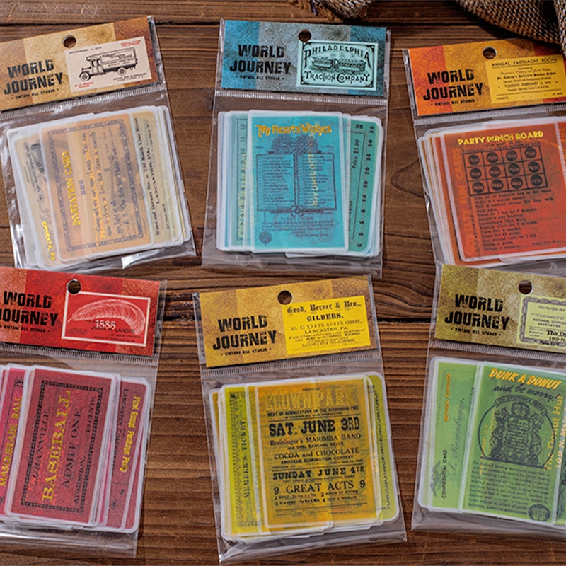 Vintage Travel Ticket Hot Stamping Gold Scrapbook Paper a