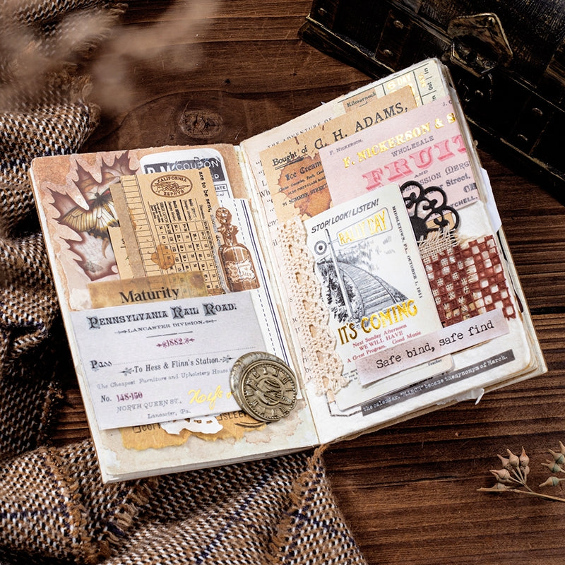 Vintage Travel Ticket Hot Stamping Gold Scrapbook Paper b3