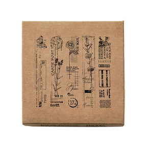 Vintage Travel Wooden Rubber Stamp Set - Flower, Stamp, Manuscript, Bill, Ticket, Specimen c1
