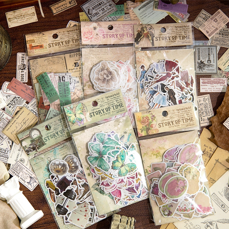 Vintage Washi Sticker - Tag, Flower, Lady, Bill, Furniture, Butterfly a