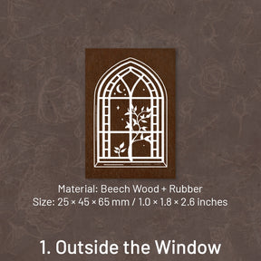 Vintage Window View Series Wooden Rubber Stamp sku-1