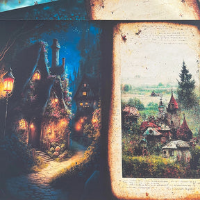 Vintage Witch Castle Junk Journal Scrapbook Paper b3