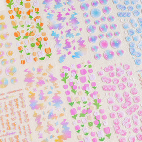 Vinyl Holographic Sticker - Balloons, Ice Cubes, Hearts, and Flowers. c-
