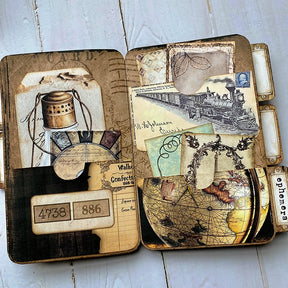 Wandering Travel Handmade Junk Journal Folder Storage Book b7