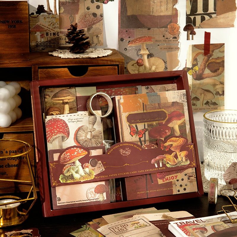 Mushroom and Forest Retro Art DIY Journal Gift Set3