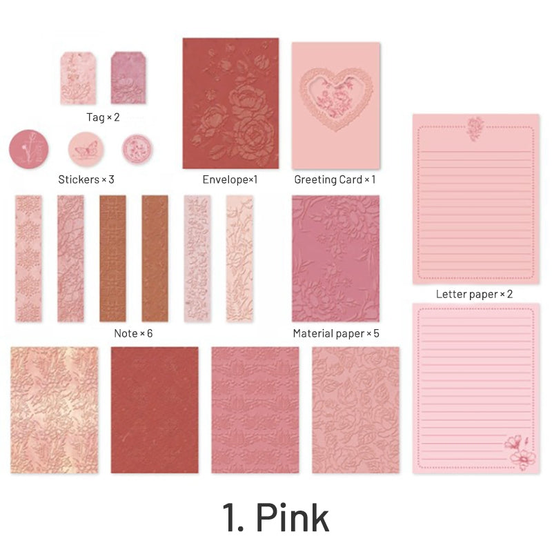 Warm Holiday Retro Embossed Envelope Greeting Card Stationery Set sku-1