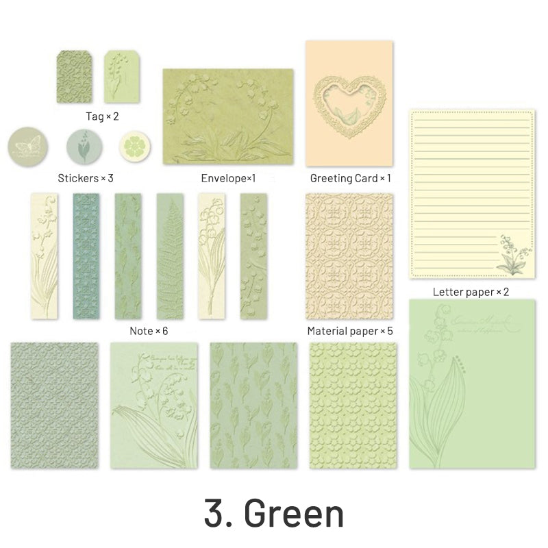 Warm Holiday Retro Embossed Envelope Greeting Card Stationery Set sku-3